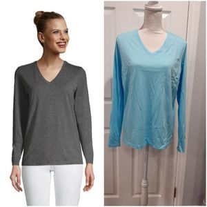 NWT Women's Relaxed Supima Cotton Long Sleeve V-Neck Tee Shirt